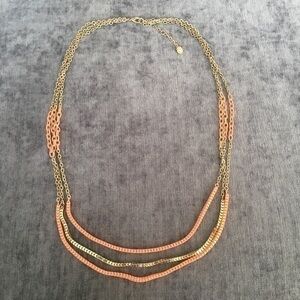 Coral And Gold Chain Necklace NWOT